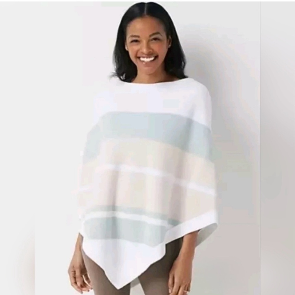 NWT Barefoot Dreams CozyChic Ultra Lite Poncho Ocean Breeze O/S
